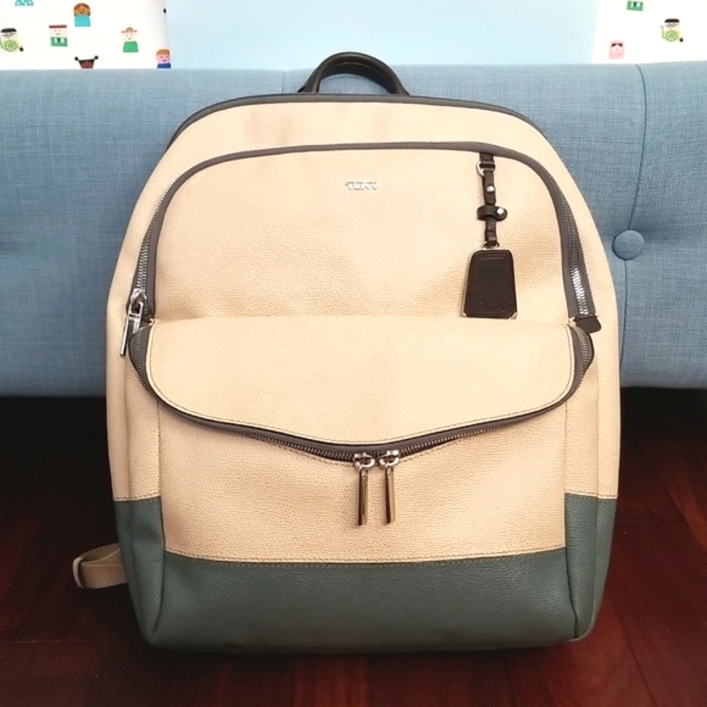 Tumi Harlow Sinclair Spectator Laptop Backpack in Cream/Blue